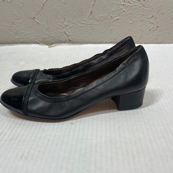 Attilio Giusti Leombruni AGL Black Leather Patent Leather Toe Pump Heels EU 36 - Picture 5 of 7